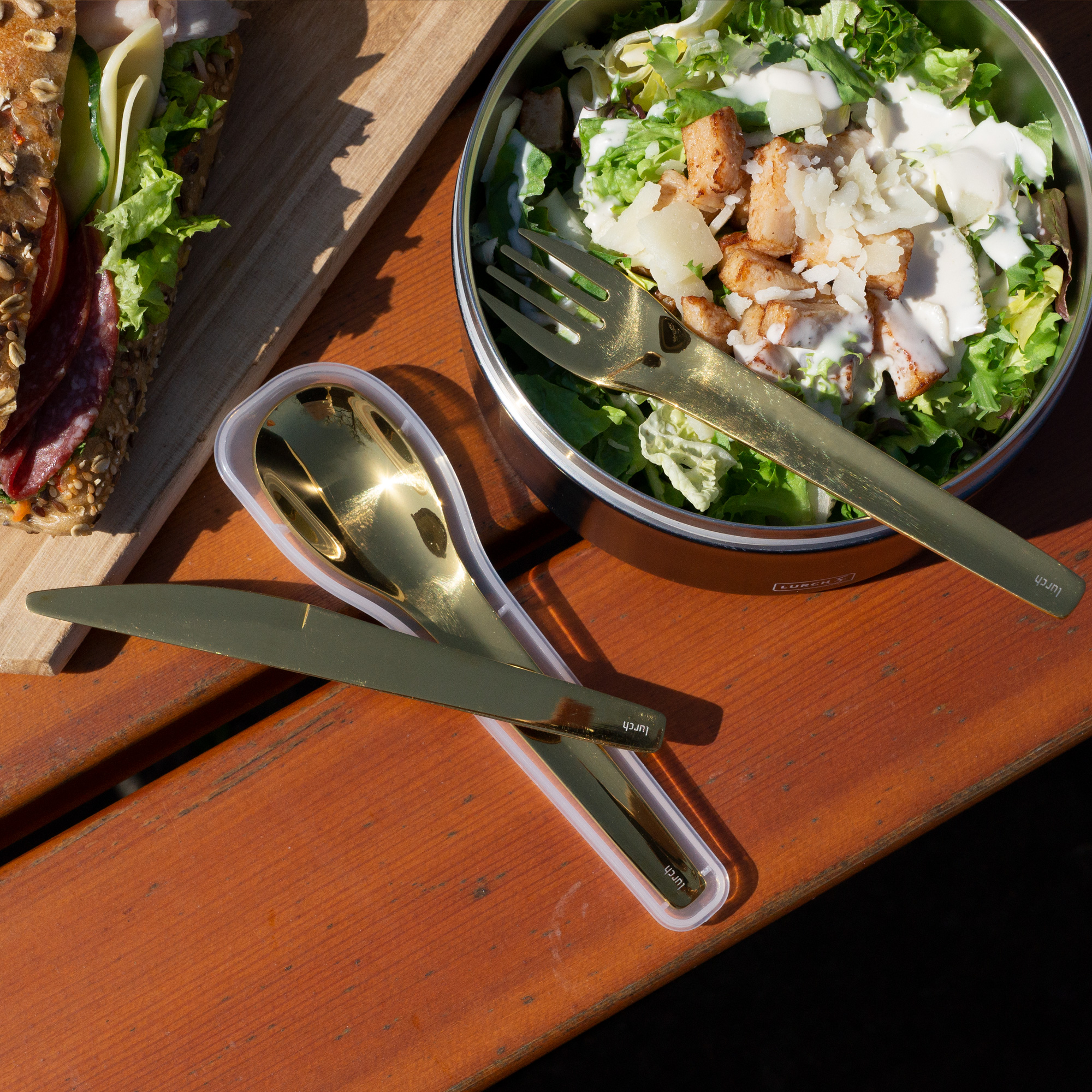 Lurch Bestiksæt To-Go rustfrit stål /guld med opbevaringsboks Lurch Bestiksæt To-Go rustfrit stål /guld med opbevaringsboks